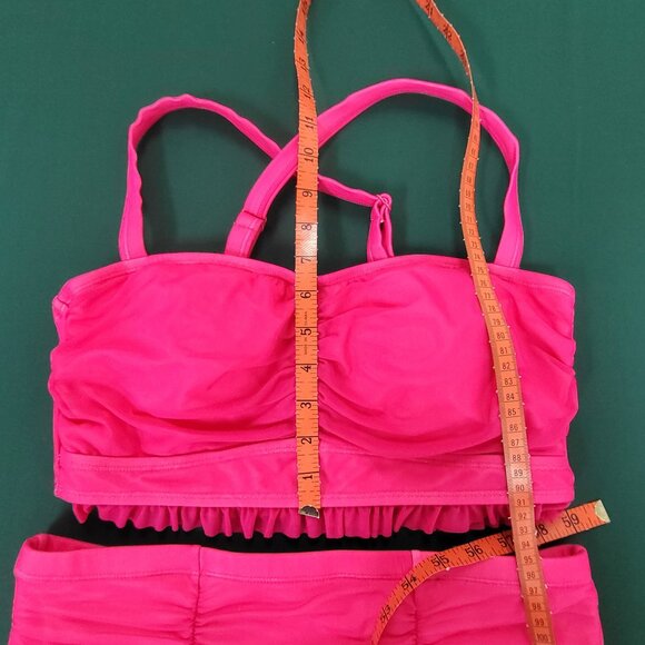 Torrid pink two-piece swimsuit bikini with ruffles high waist size 0 or 10 EUC - Picture 13 of 13
